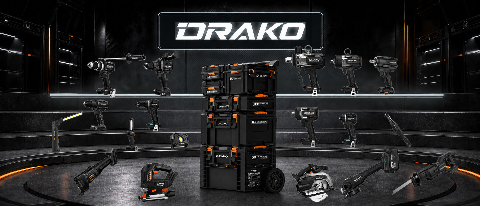DRAKO cordless power tool product matrix