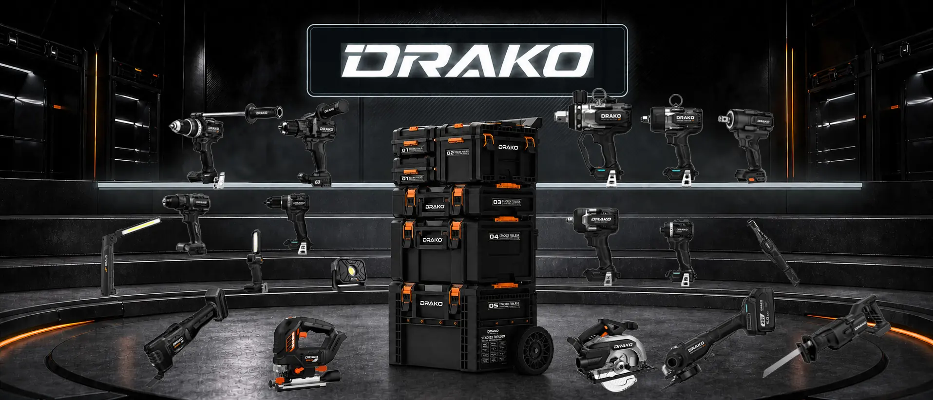 DRAKO cordless power tool product matrix